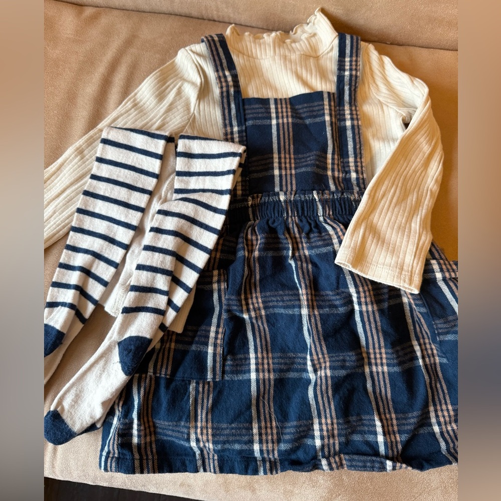 Wonder Nation 3pc 3T Plaid Flannel Dress Set